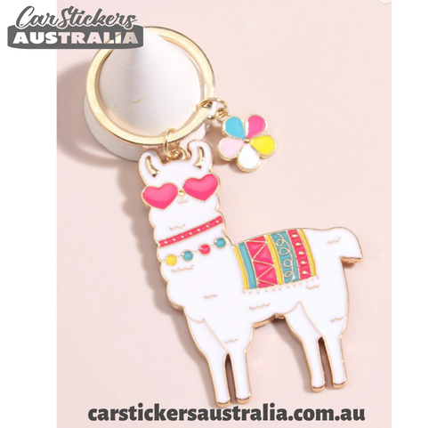 Llama Keyring with Mini Flower Charm Keyring